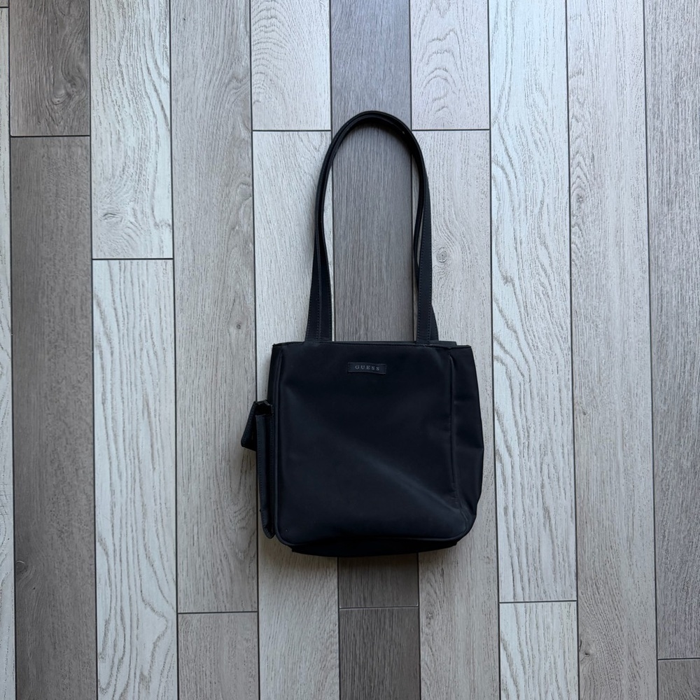 Vintage Guess Black Compact Shoulder Tote